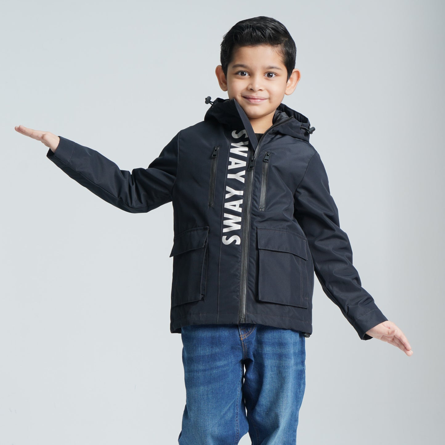 Boy's Black Windbreaker