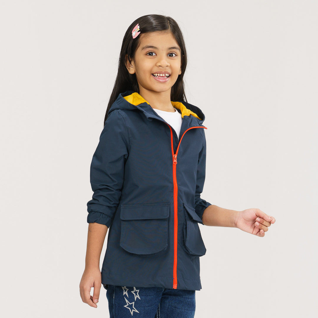 Girls Windbreaker-Navy Blue-1