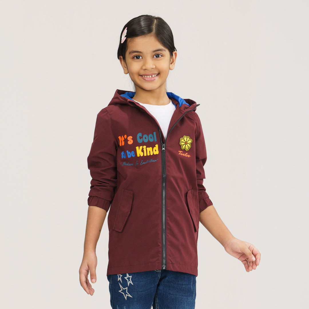 Girls Maroon Windbreaker