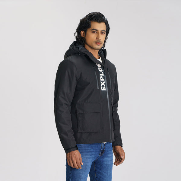 Mens Black Padded Windbreaker