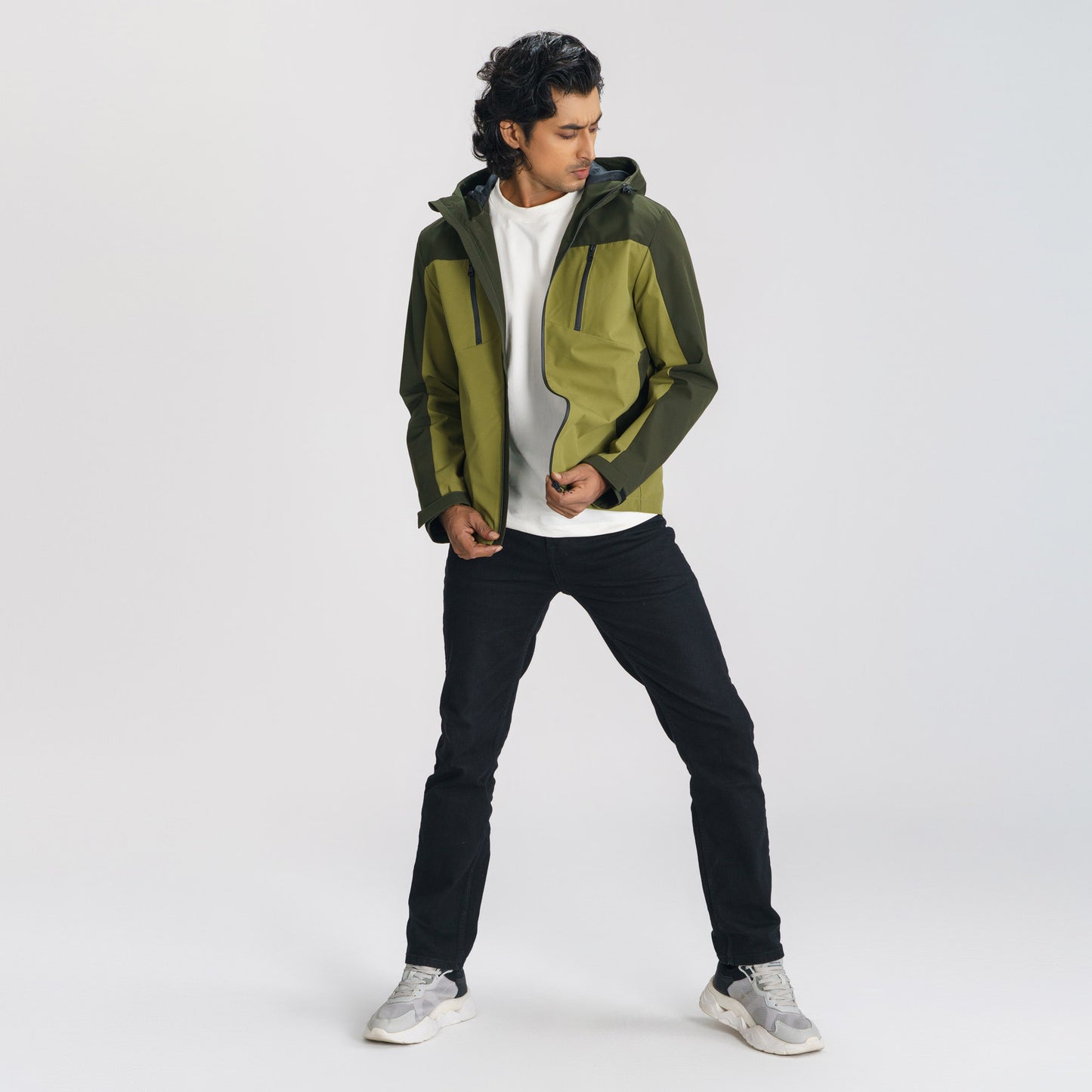 Mens Olive & Black Windbreaker