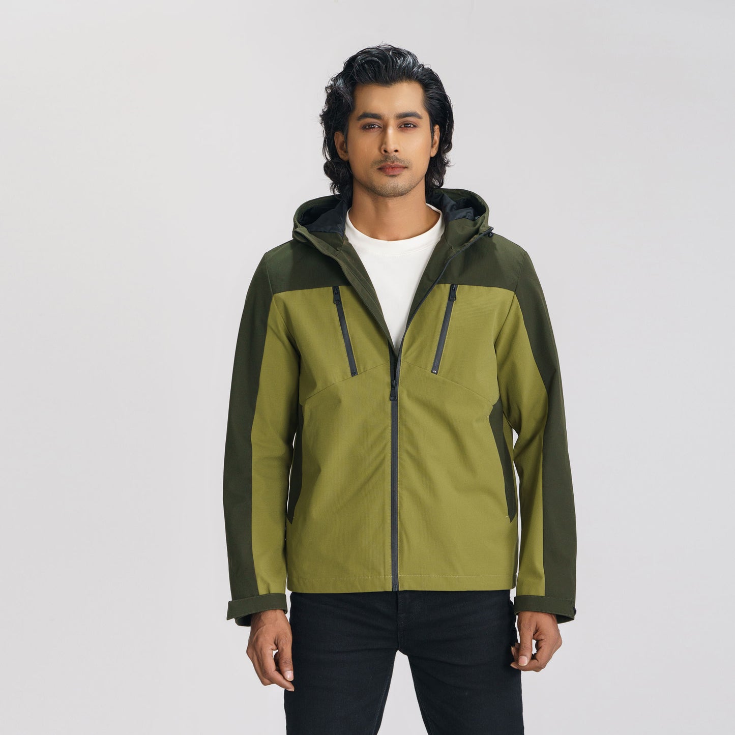 Mens Olive & Black Windbreaker