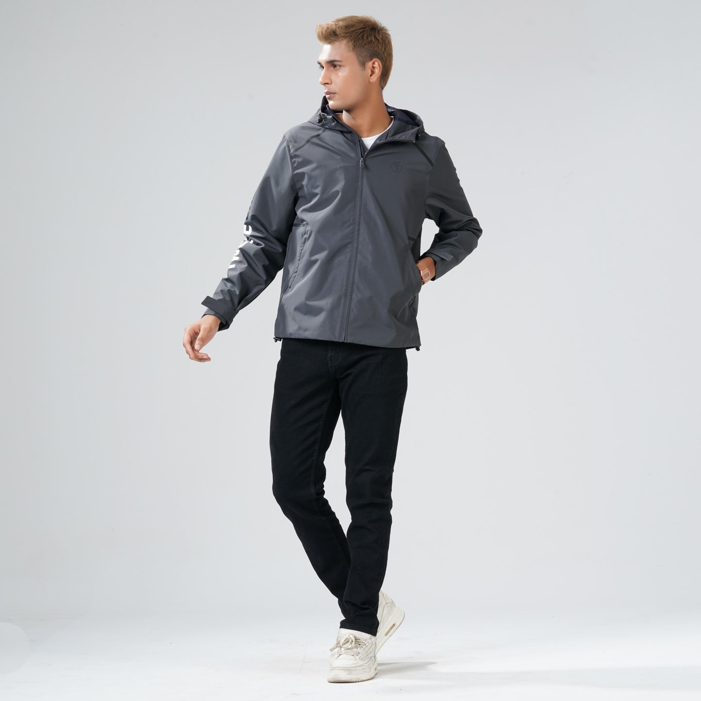 Mens Gray Asphalt Windbreaker