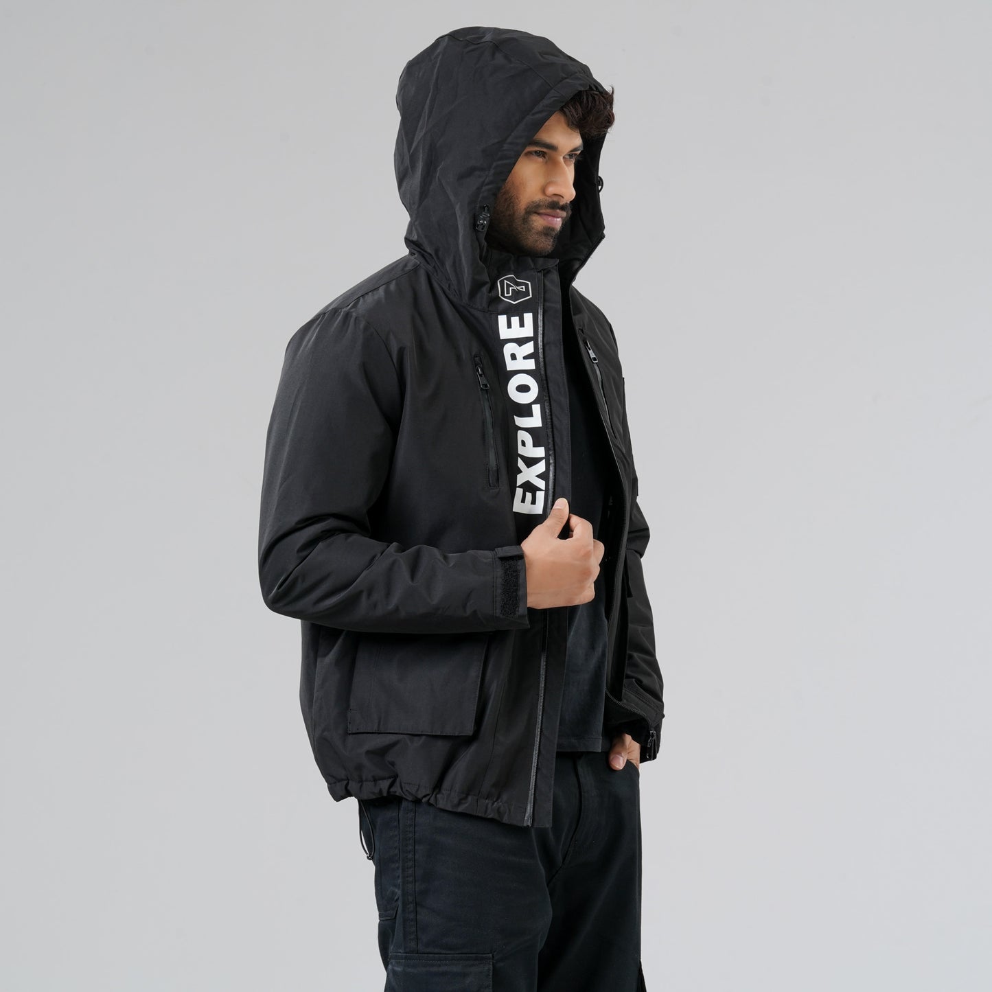 Mens Black Windbreaker