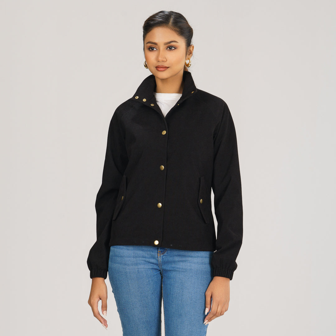 Womens Black Windbreaker