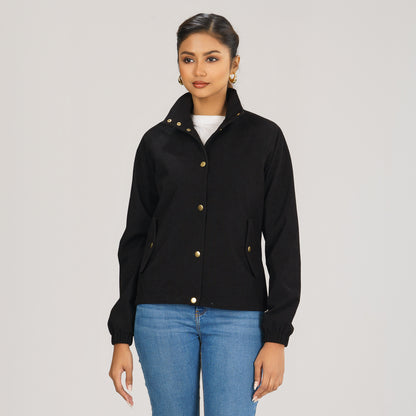 Womens Black Windbreaker