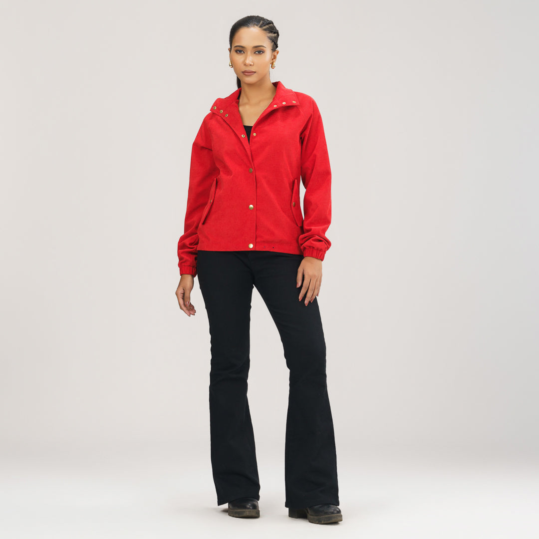 Womens Red Windbreaker