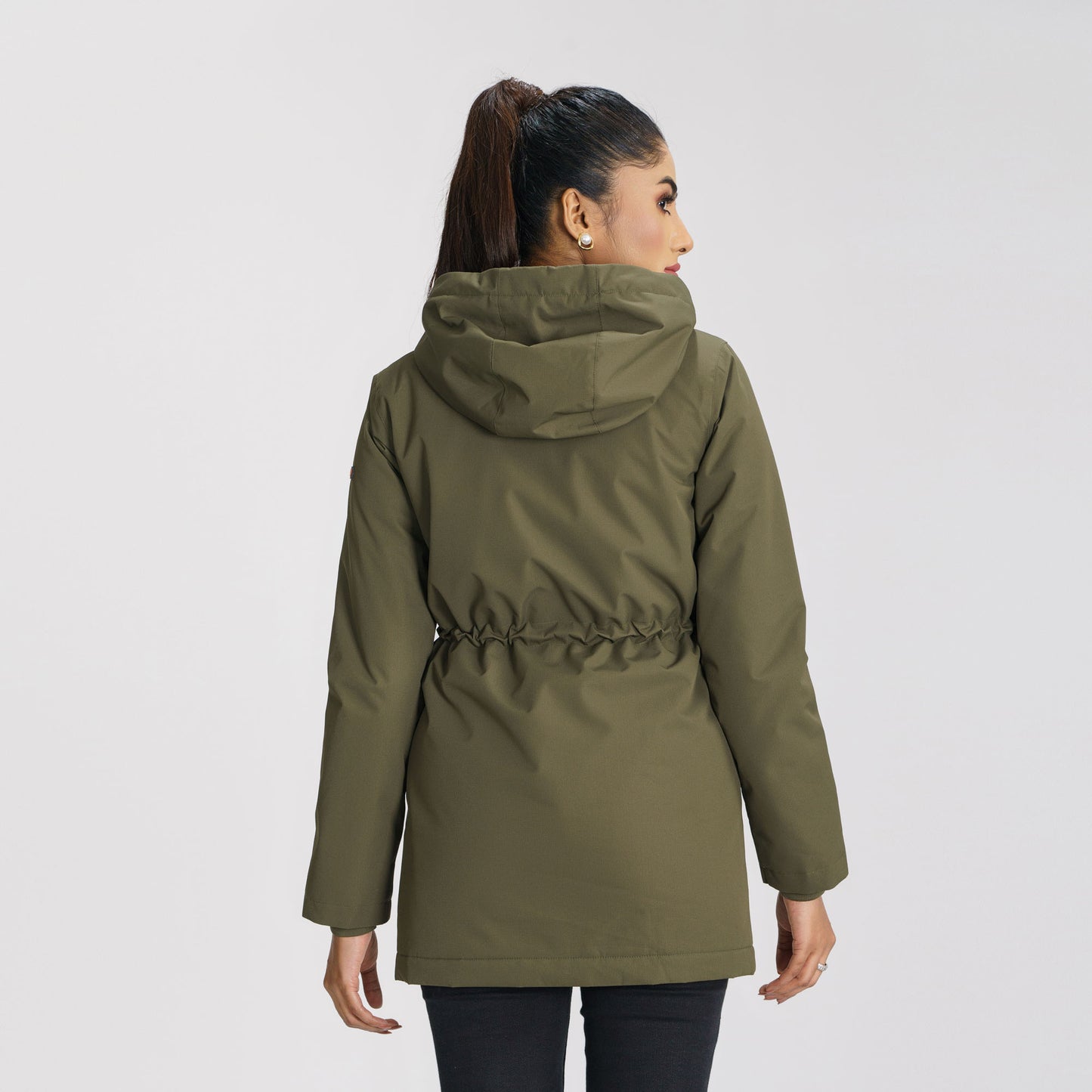 Womens Olive Windbreaker Coat