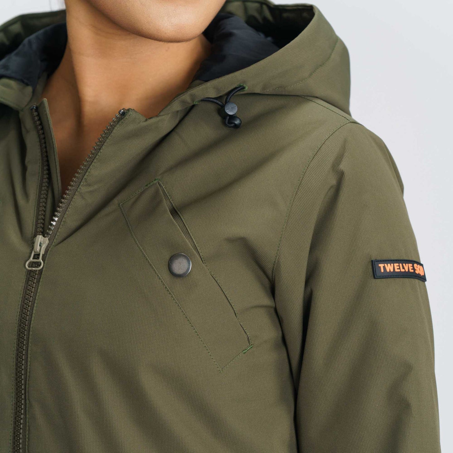 Womens Olive Windbreaker Coat