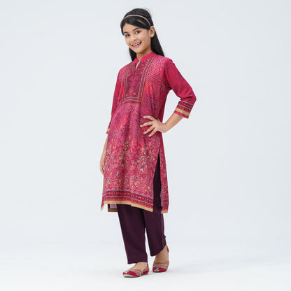 Girl's Maroon Two Piece Set