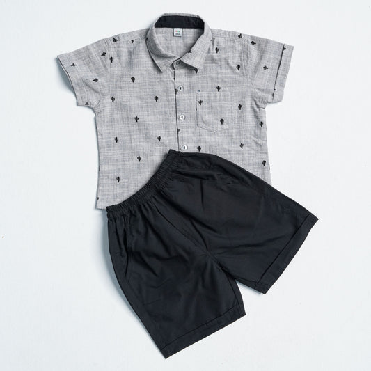 Newborn Grey Cotton Two Piece Set