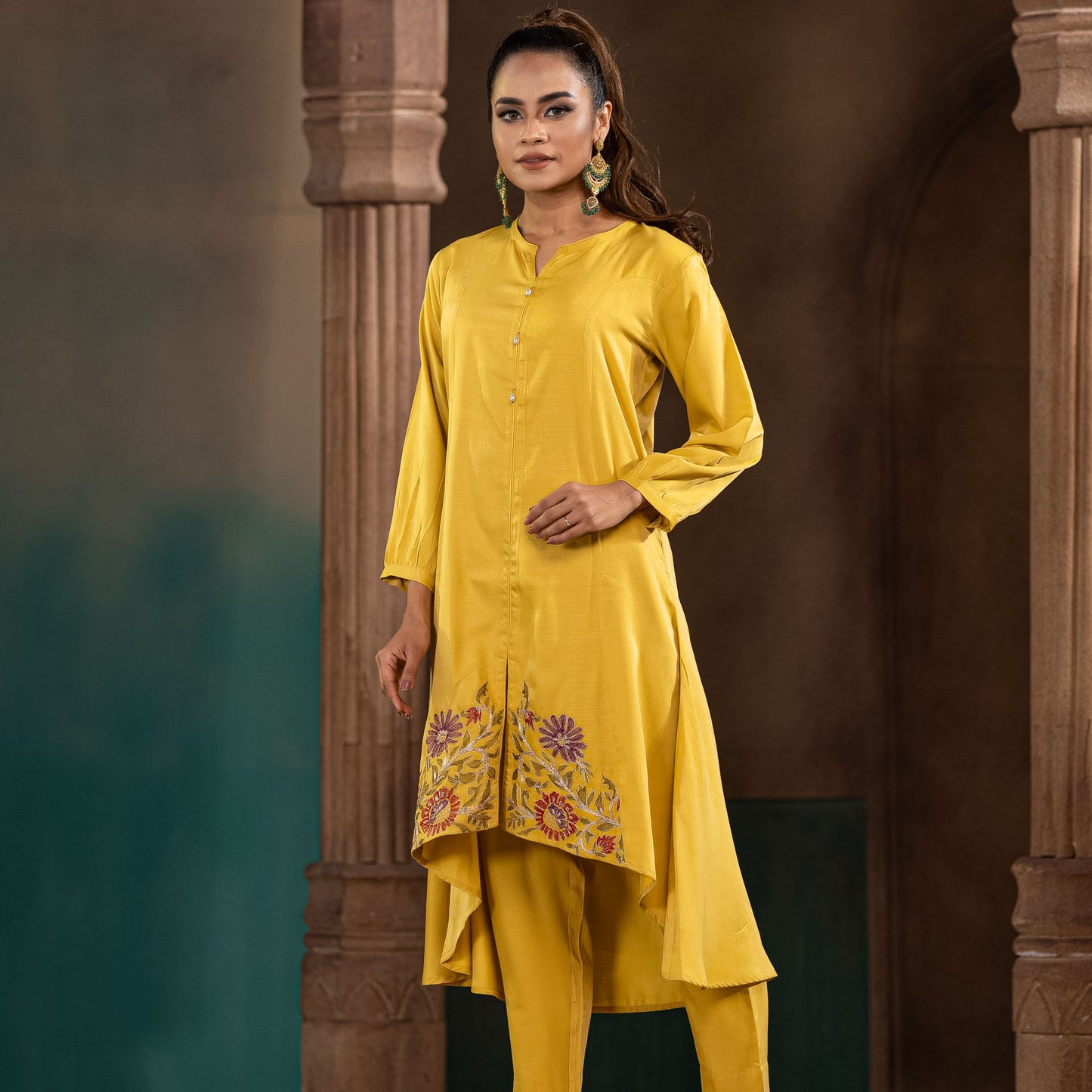 Women Ethnic Mustard  2-Piece Set