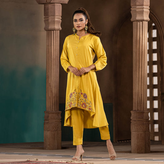 Women Ethnic Mustard  2-Piece Set