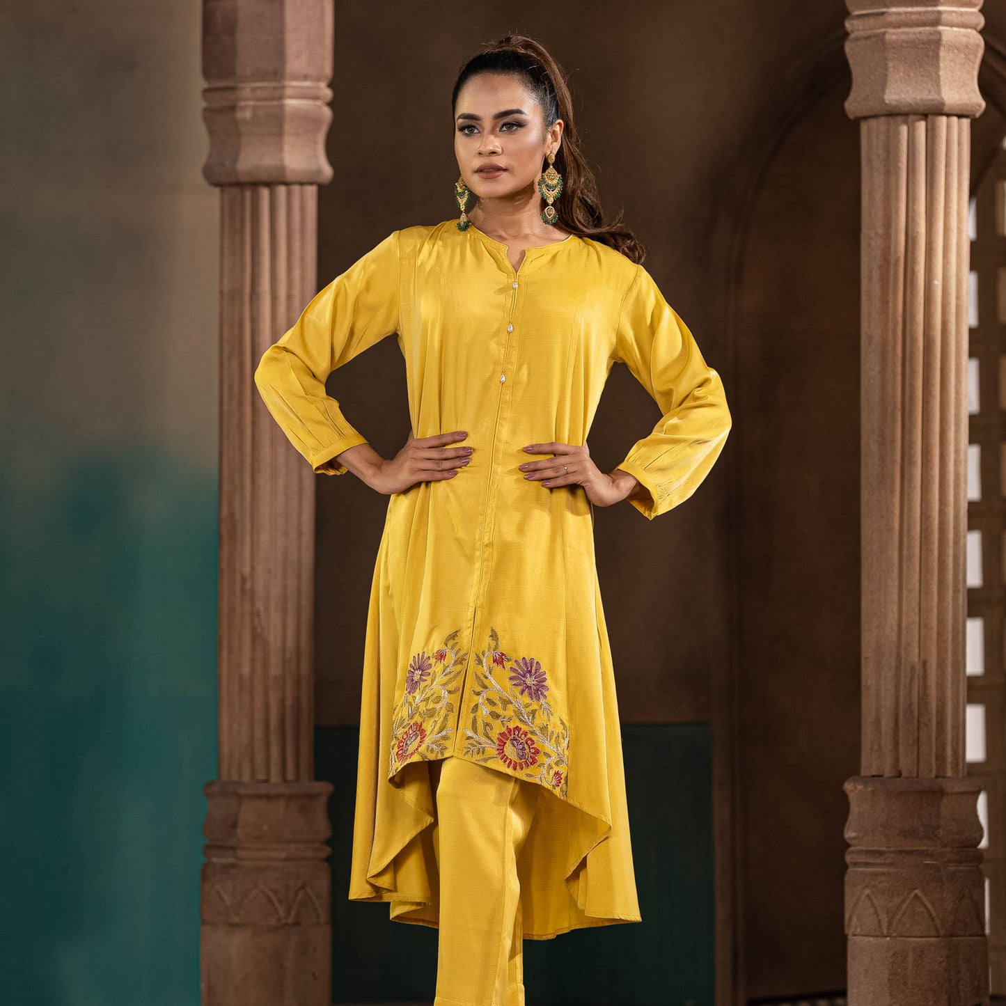 Women Ethnic Mustard  2-Piece Set