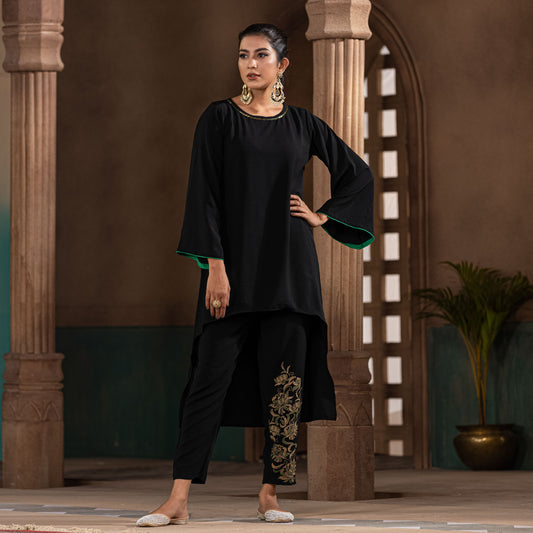 Womens Black Ethnic 2-Piece Set