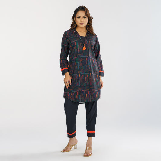 Womens Black 2-Piece Ethnic Set