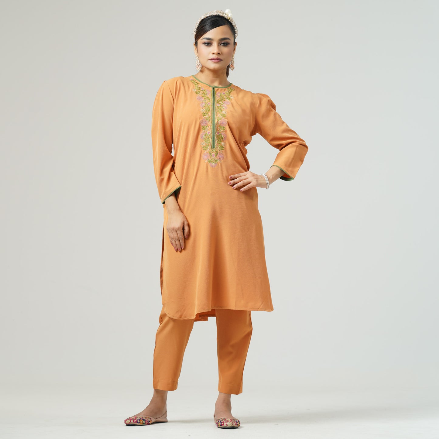 Womens Ethnic Burnt Orange Two Piece Set