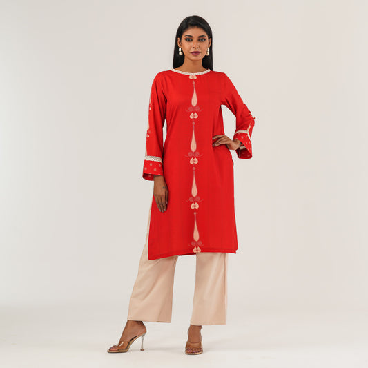 Womens Red Flared Set