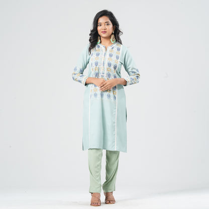 Women Blended Silk Two Piece Set
