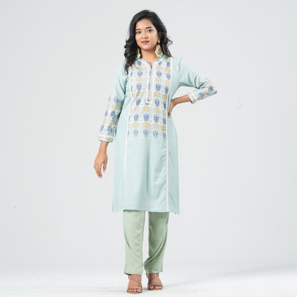 Women Blended Silk Two Piece Set