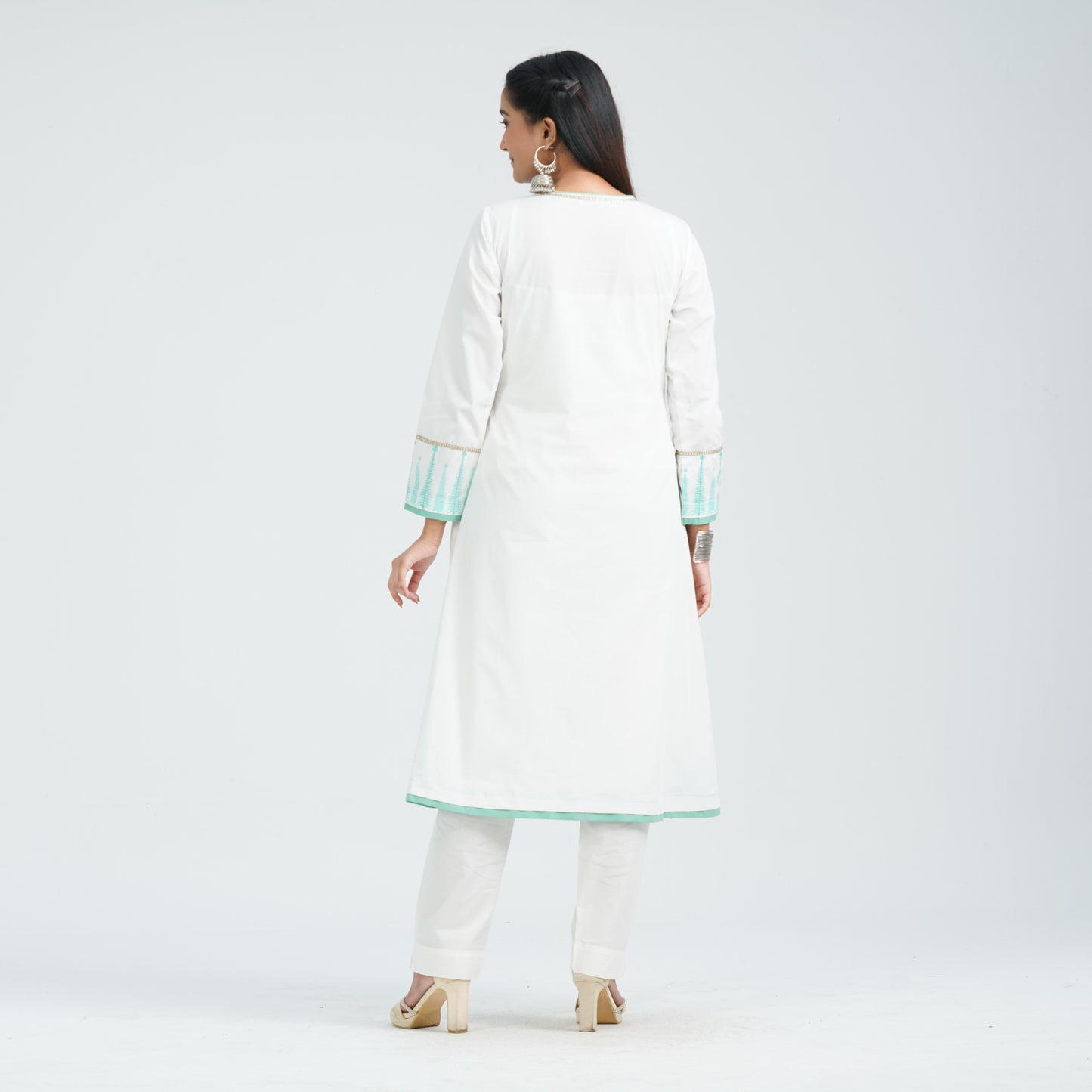 Women Off White Cotton Two Piece Set