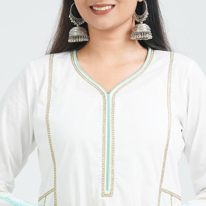 Women Off White Cotton Two Piece Set