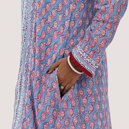 Womens Blue Print 2-Piece Set