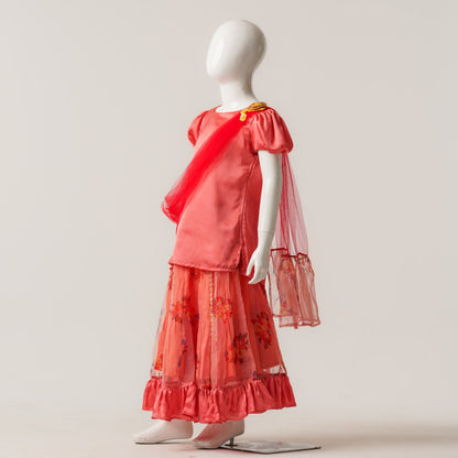 Girls Yellow Print Three Piece Set