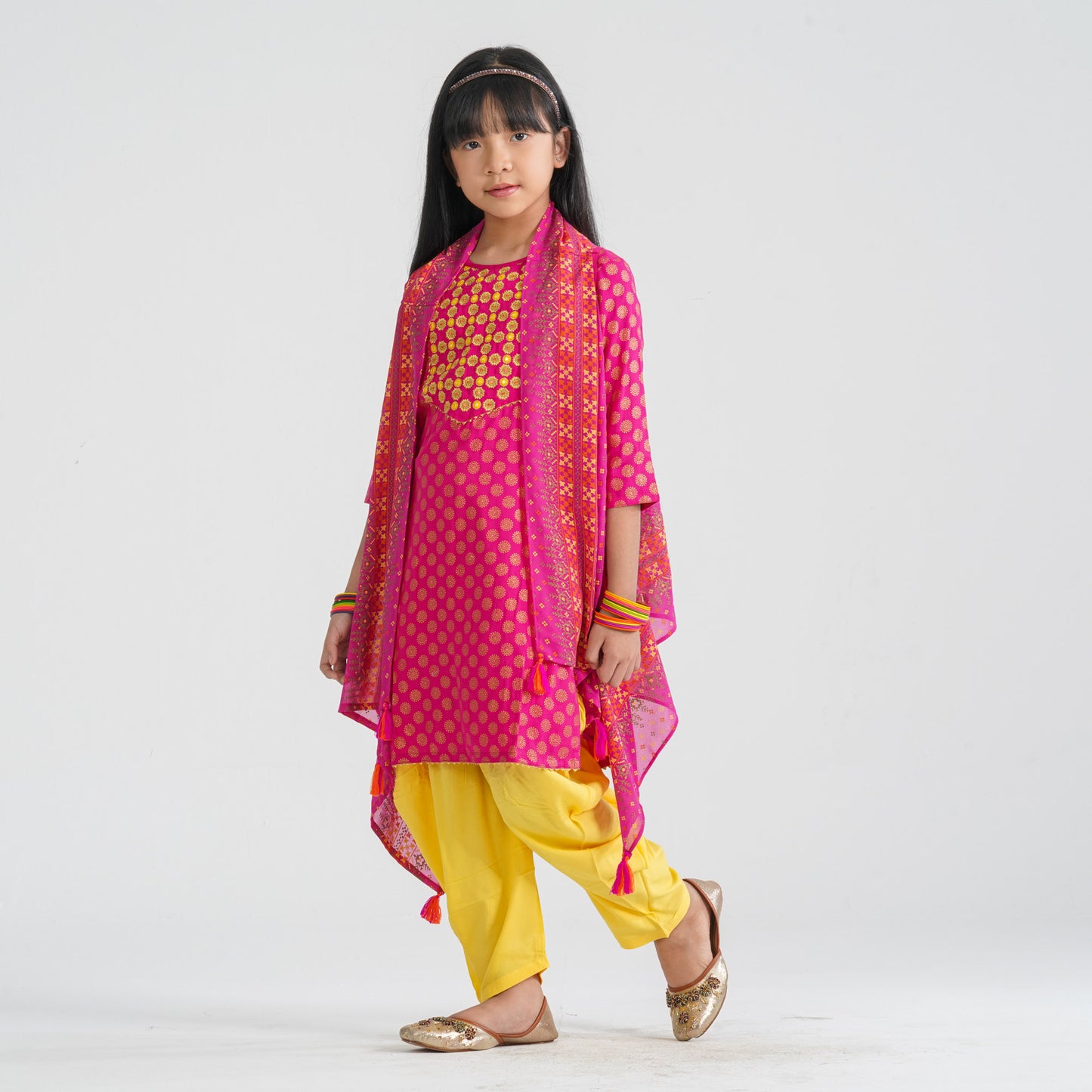 Girl’s Viscose & Georgette Three Piece Set