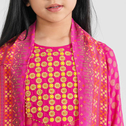 Girl’s Viscose & Georgette Three Piece Set