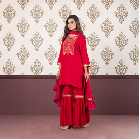 Women Red Ethnic Set