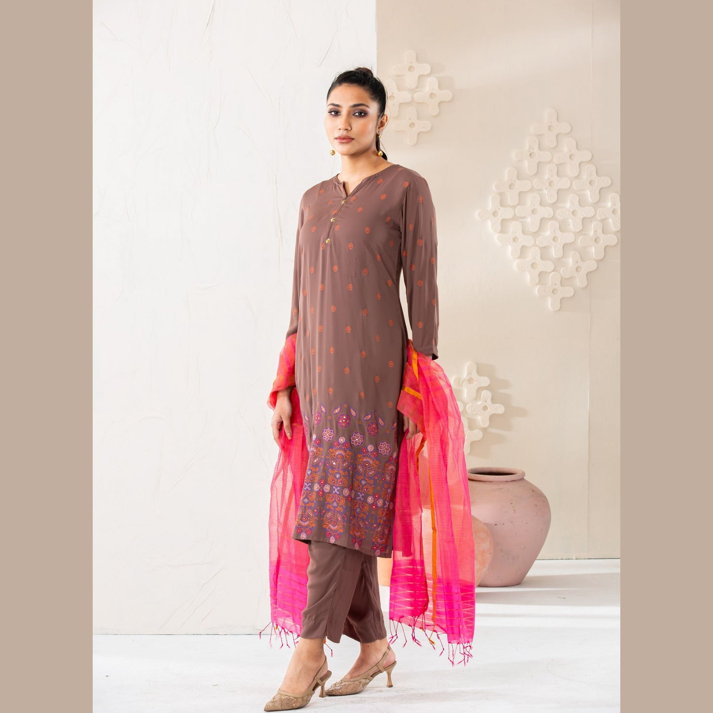 Womens Mauve Ethnic Set