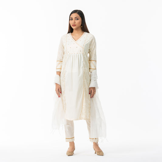 Womens Off-White Ethnic 3-Piece