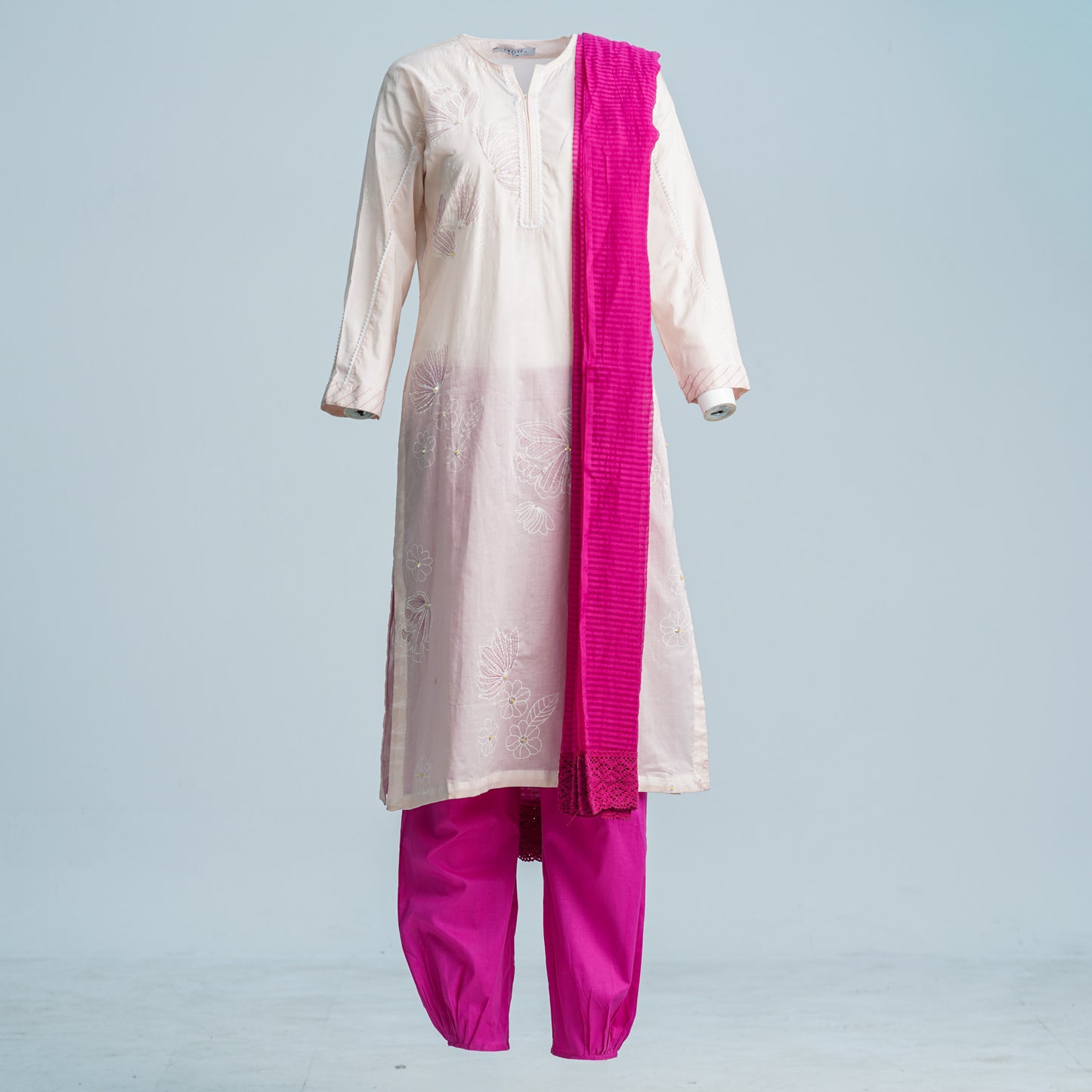 Womens Dusty Pink Embroidered Three Piece Set