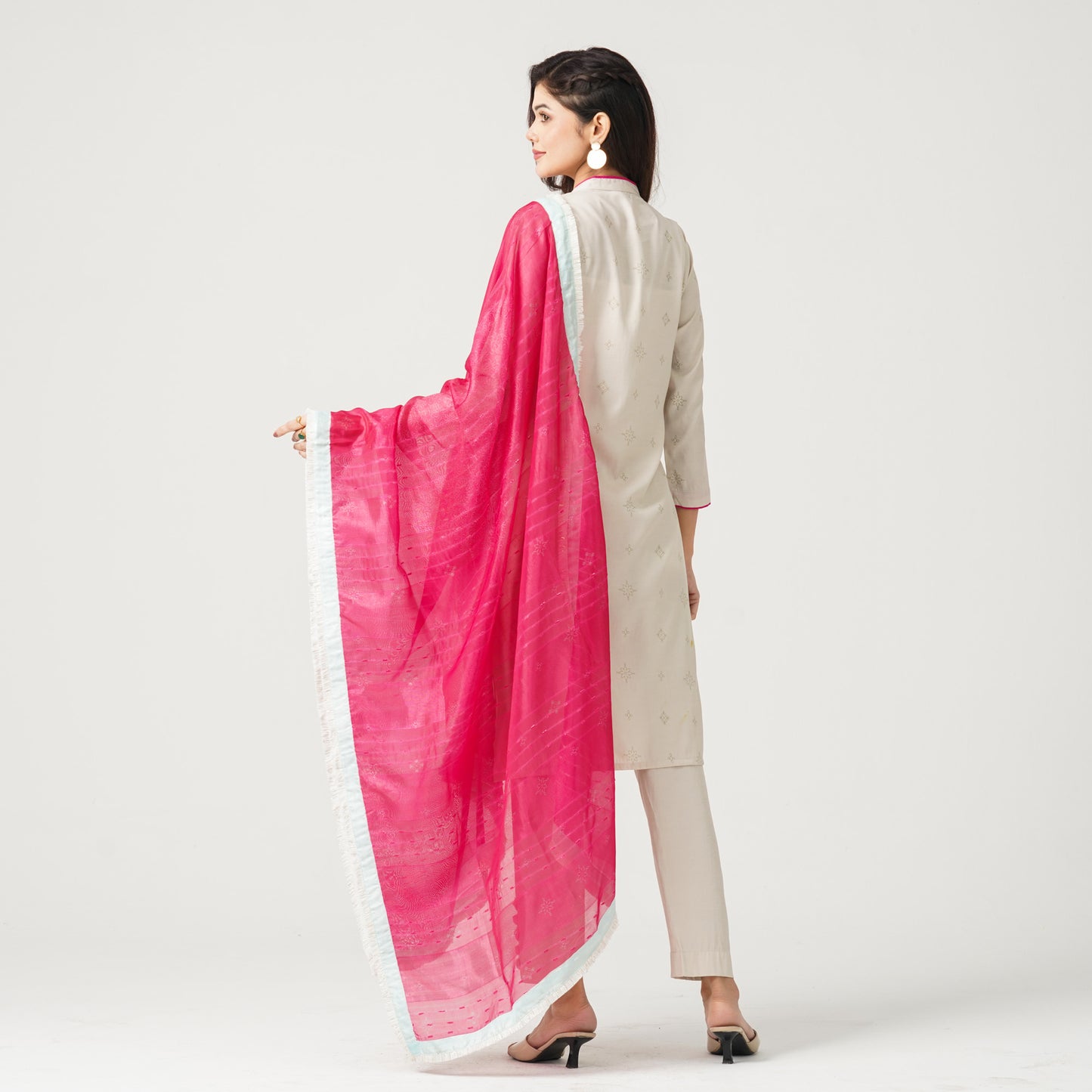 Womens Cashmilon Embroidered Three Piece Set