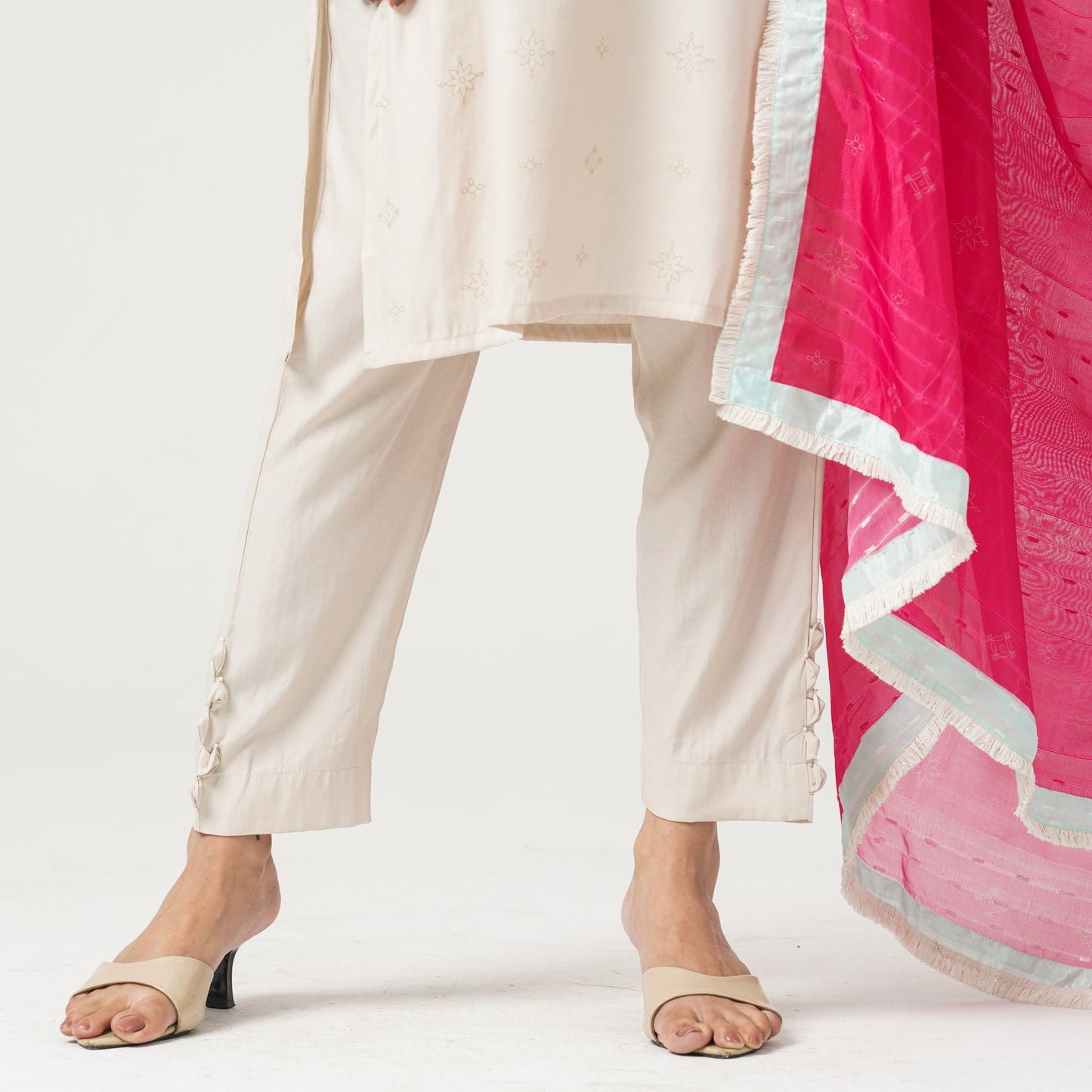 Womens Cashmilon Embroidered Three Piece Set