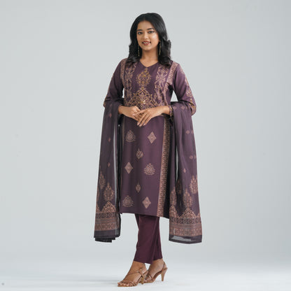 Women's Burgundy Three Piece Set
