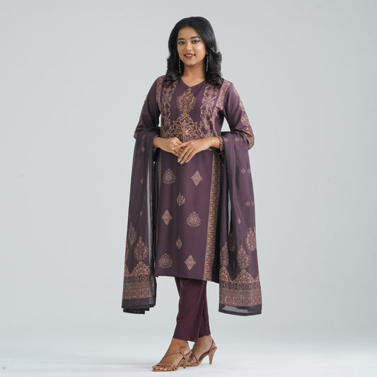 Women's Burgundy Three Piece Set