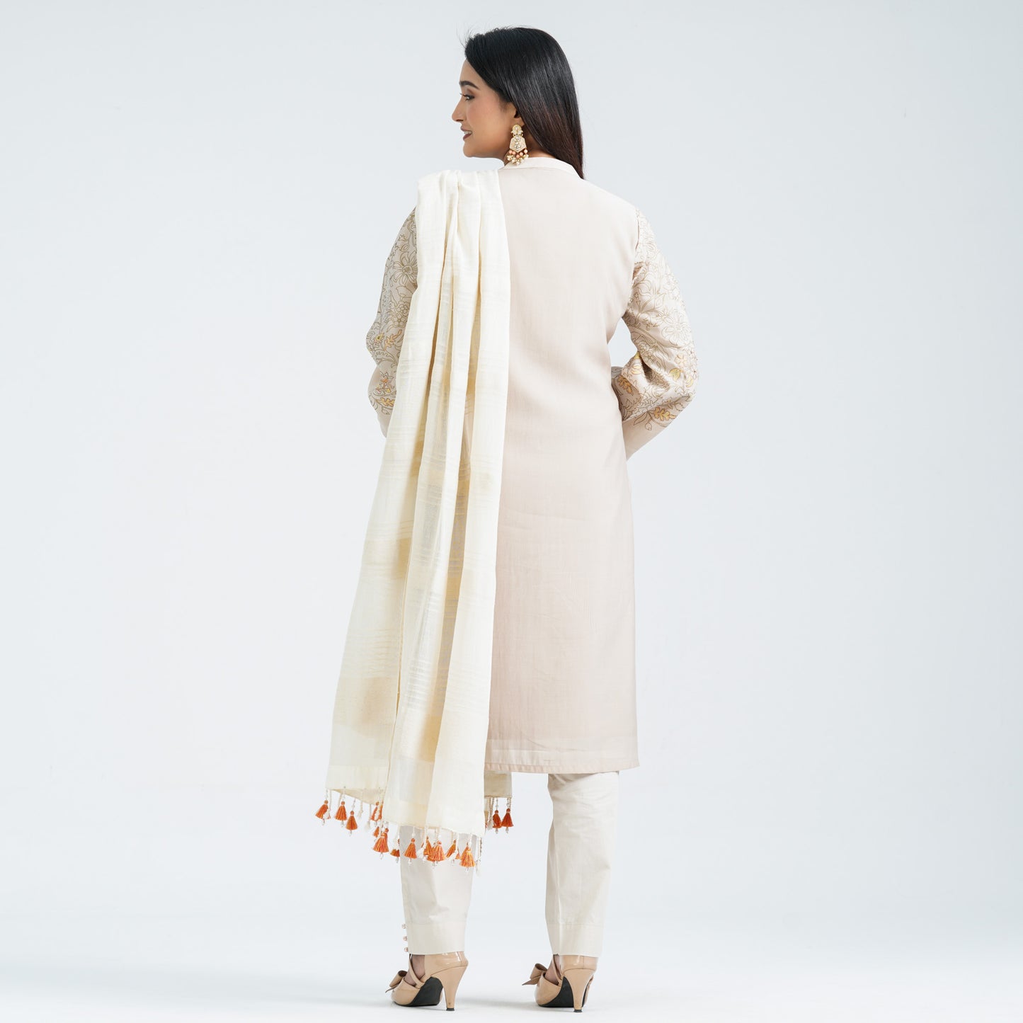 Women’s Beige Silk Three Piece Set