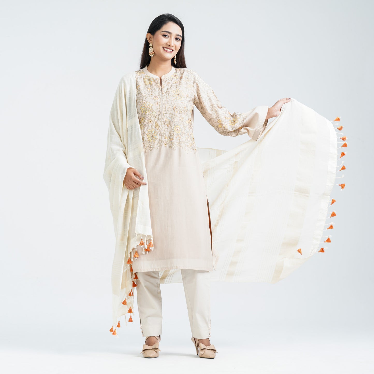 Women’s Beige Silk Three Piece Set