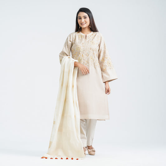 Women’s Beige Silk Three Piece Set