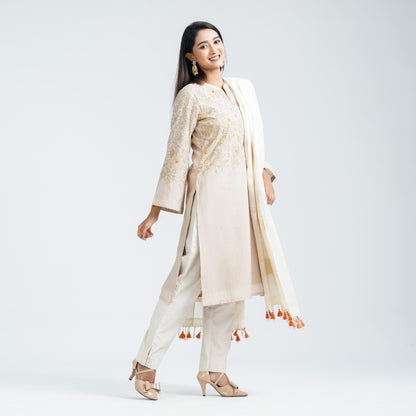 Women’s Beige Silk Three Piece Set