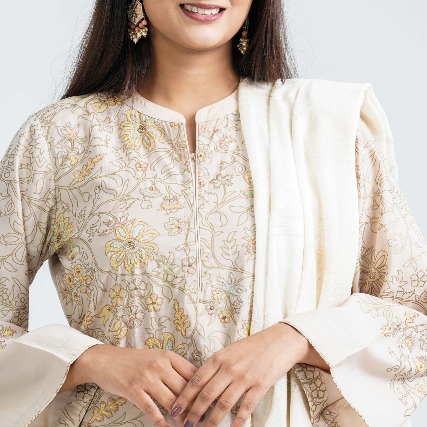 Women’s Beige Silk Three Piece Set