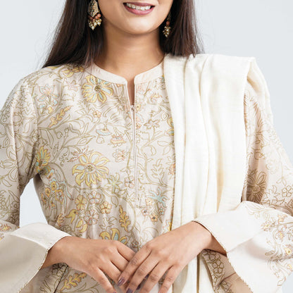Women’s Beige Silk Three Piece Set