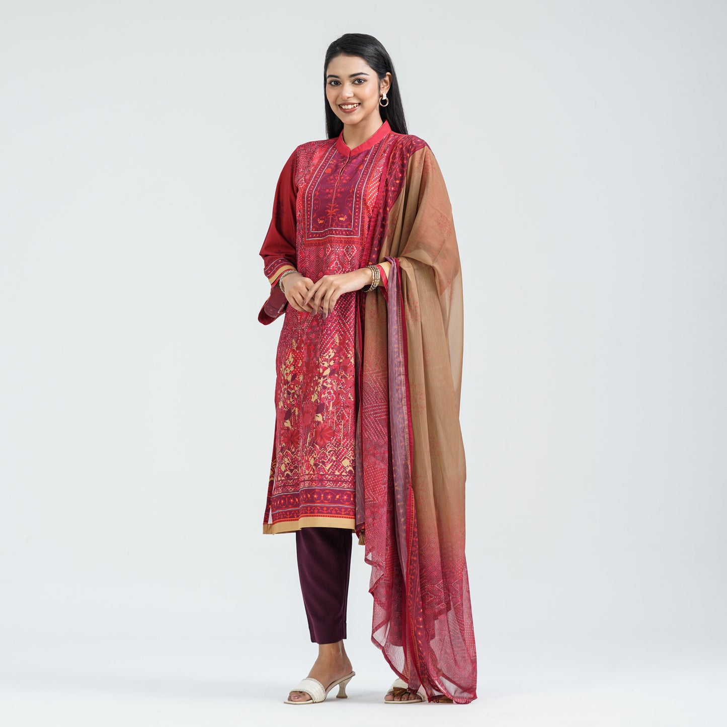 Women's Maroon Three Piece Set