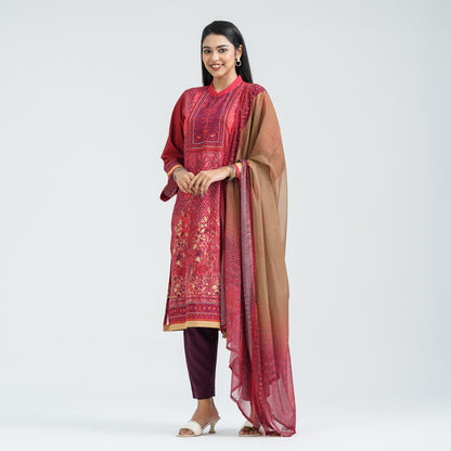 Women's Maroon Three Piece Set