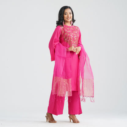 Women Hot Pink Three Piece Set