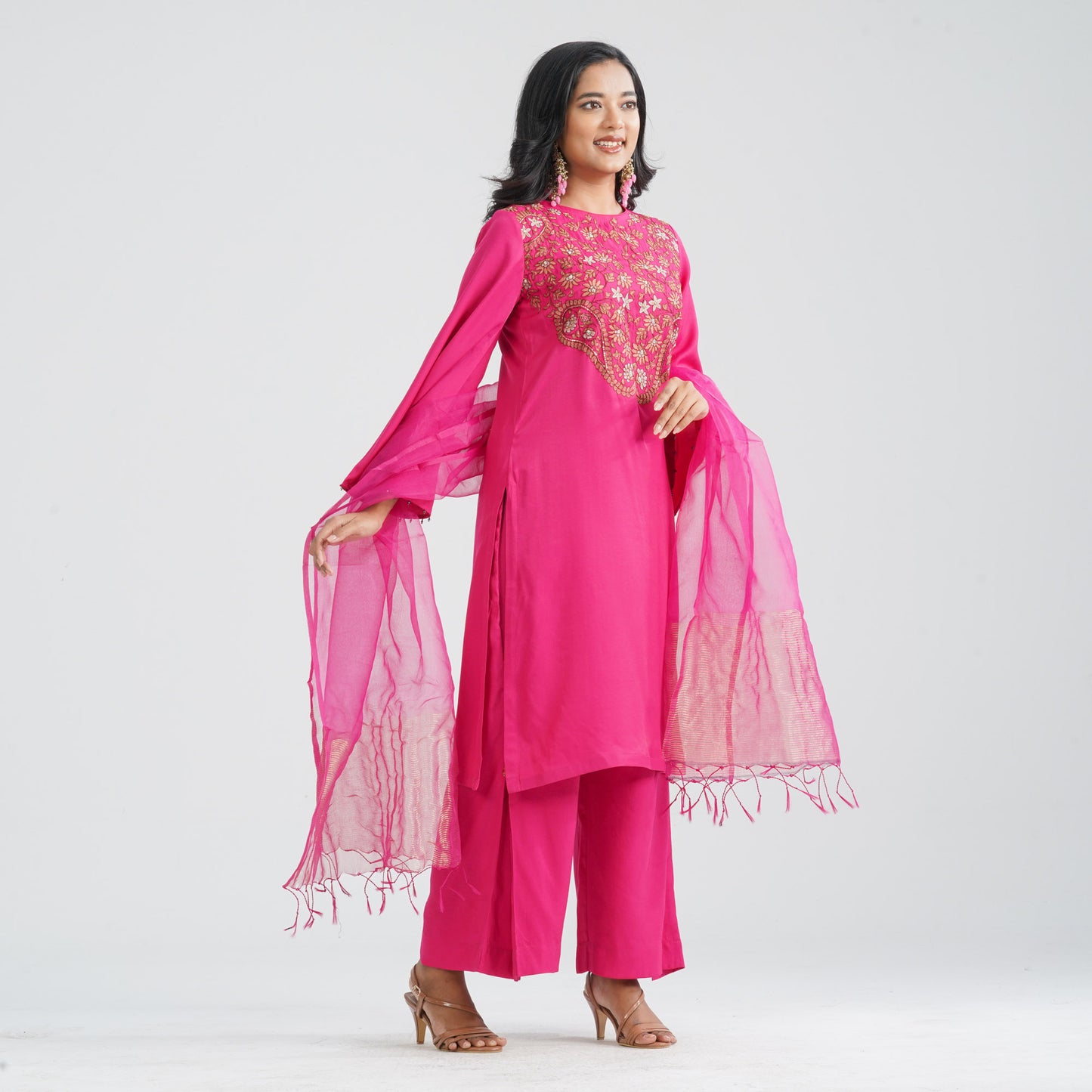 Women Hot Pink Three Piece Set