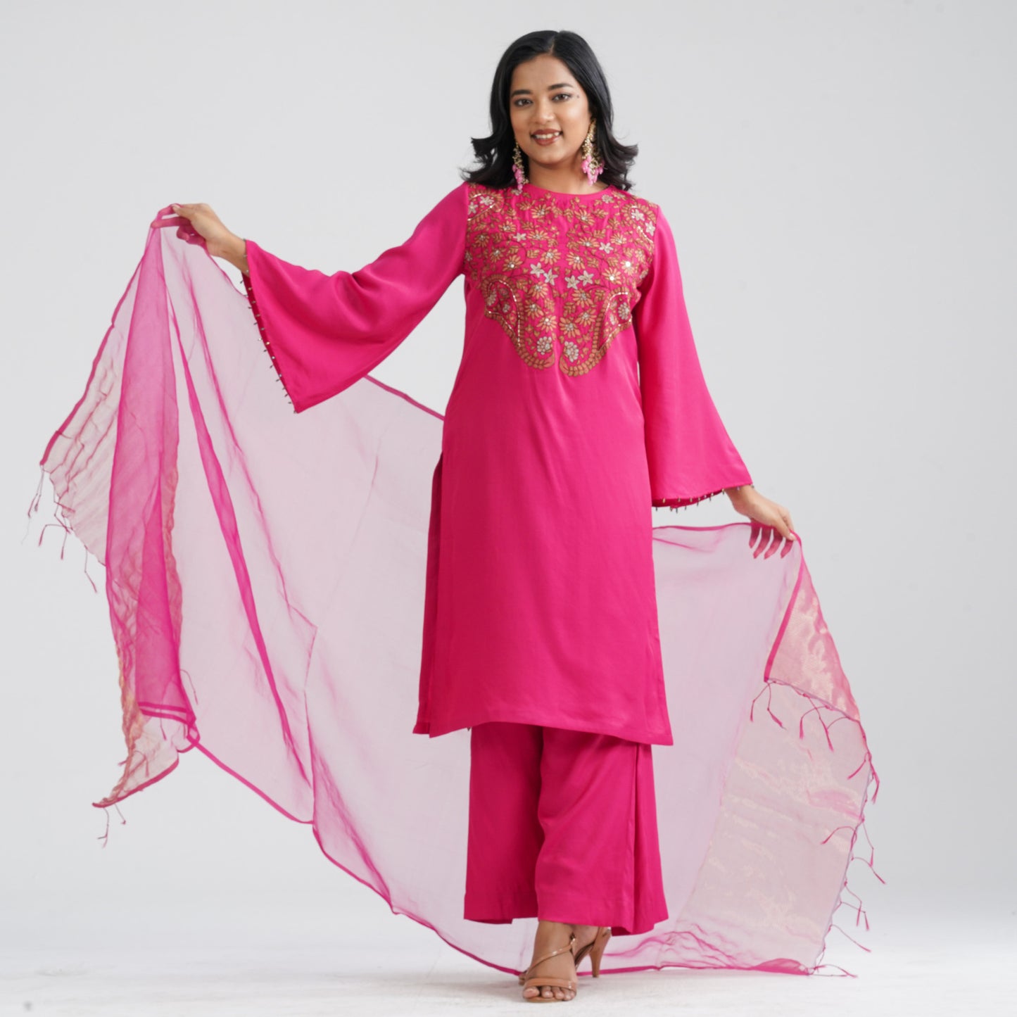 Women Hot Pink Three Piece Set