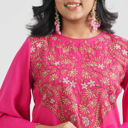 Women Hot Pink Three Piece Set